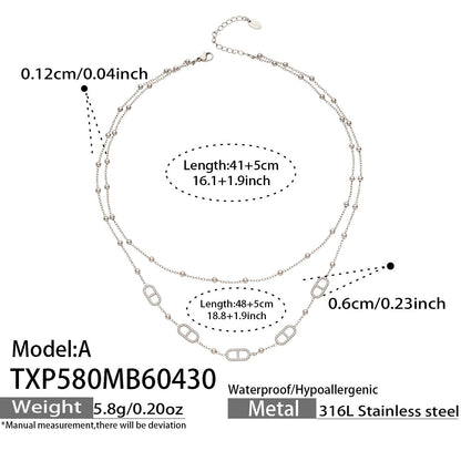 316L Stainless Steel 18K Gold PVD Pig Nose Clasp Zircon Necklace Bracelet - Pig Nose Clasp Zircon Minimalist Necklace Bracelet Wholesale Stainless Steel Jewelry - Sensitive Skin Friendly - Detail 23