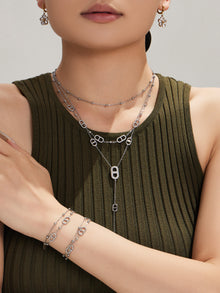 316L Stainless Steel 18K Gold PVD Pig Nose Clasp Zircon Necklace Bracelet - Pig Nose Clasp Zircon Minimalist Necklace Bracelet Wholesale Stainless Steel Jewelry - Sensitive Skin Friendly - Detail 4