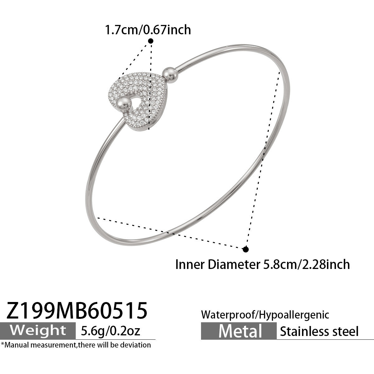 316L Stainless Steel 18K Gold PVD Pig Nose Heart Circle Design Bangle - Minimalist Gold Circle Heart Pig Nose Bangle Wholesale Stainless Steel Jewelry - Sensitive Skin Friendly - Detail 10