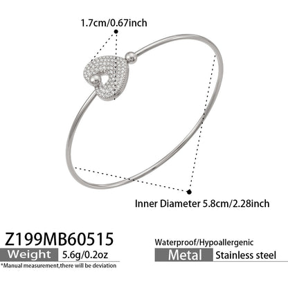 316L Stainless Steel 18K Gold PVD Pig Nose Heart Circle Design Bangle - Minimalist Gold Circle Heart Pig Nose Bangle Wholesale Stainless Steel Jewelry - Sensitive Skin Friendly - Detail 10
