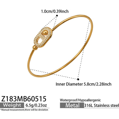 316L Stainless Steel 18K Gold PVD Pig Nose Heart Circle Design Bangle - Minimalist Gold Circle Heart Pig Nose Bangle Wholesale Stainless Steel Jewelry - Sensitive Skin Friendly - Detail 12