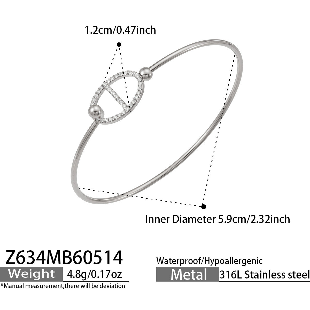316L Stainless Steel 18K Gold PVD Pig Nose Heart Circle Design Bangle - Minimalist Gold Circle Heart Pig Nose Bangle Wholesale Stainless Steel Jewelry - Sensitive Skin Friendly - Detail 14