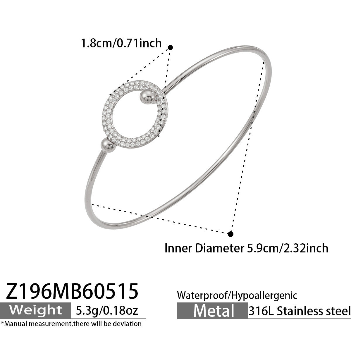 316L Stainless Steel 18K Gold PVD Pig Nose Heart Circle Design Bangle - Minimalist Gold Circle Heart Pig Nose Bangle Wholesale Stainless Steel Jewelry - Sensitive Skin Friendly - Detail 8