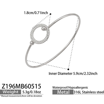 316L Stainless Steel 18K Gold PVD Pig Nose Heart Circle Design Bangle - Minimalist Gold Circle Heart Pig Nose Bangle Wholesale Stainless Steel Jewelry - Sensitive Skin Friendly - Detail 8