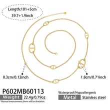 316L Stainless Steel 18K Gold PVD Pig Snout Link Y-Shaped Layered Necklace - Pig Snout Link, Y-Shaped, Layered, Gold Tone Wholesale Stainless Steel Jewelry - Sensitive Skin Friendly - Detail 11