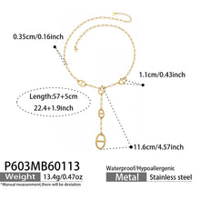 316L Stainless Steel 18K Gold PVD Pig Snout Link Y-Shaped Layered Necklace - Pig Snout Link, Y-Shaped, Layered, Gold Tone Wholesale Stainless Steel Jewelry - Sensitive Skin Friendly - Detail 4