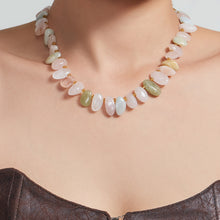 316L Stainless Steel 18K Gold PVD Pink Blue Aquamarine Natural Stone Beaded Necklace - Natural Stone Beaded, Aquamarine, Minimalist, Coastal Charm Wholesale Stainless Steel Jewelry - Sensitive Skin Friendly - Detail 15