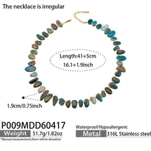 316L Stainless Steel 18K Gold PVD Pink Blue Aquamarine Natural Stone Beaded Necklace - Natural Stone Beaded, Aquamarine, Minimalist, Coastal Charm Wholesale Stainless Steel Jewelry - Sensitive Skin Friendly - Detail 3