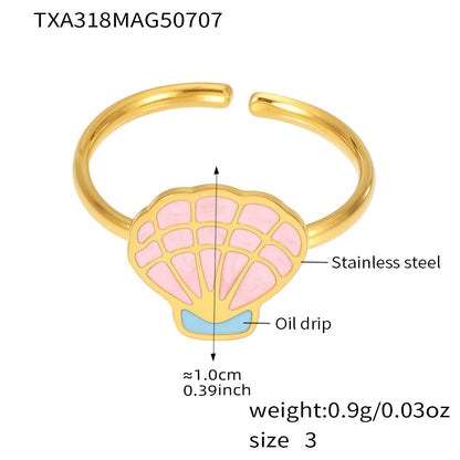 316L Stainless Steel 18K Gold PVD Pink Princess Dress Summer Necklace Set - Vintage Gold Band, Pink Princess Dress Wholesale Stainless Steel Jewelry - Sensitive Skin Friendly - Detail 5