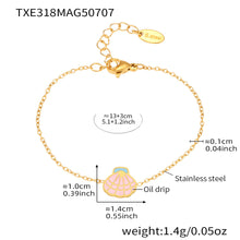 316L Stainless Steel 18K Gold PVD Pink Princess Dress Summer Necklace Set - Vintage Gold Band, Pink Princess Dress Wholesale Stainless Steel Jewelry - Sensitive Skin Friendly - Detail 8