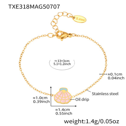 316L Stainless Steel 18K Gold PVD Pink Princess Dress Summer Necklace Set - Vintage Gold Band, Pink Princess Dress Wholesale Stainless Steel Jewelry - Sensitive Skin Friendly - Detail 8
