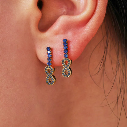 316L Stainless Steel 18K Gold PVD Plated Full Pave Zircon Figure-8 Pendant Earrings - Image 3