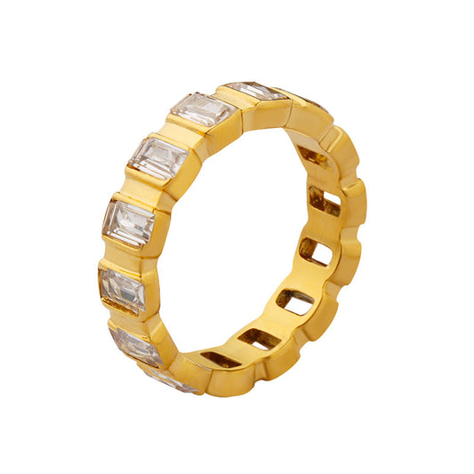 316L Stainless Steel 18K Gold PVD Plated Full Pave Zircon Ring - Image 6