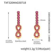 316L Stainless Steel 18K Gold PVD Plated Full Pave Zircon Figure-8 Pendant Earrings - Image 6