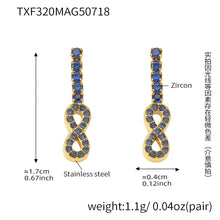 316L Stainless Steel 18K Gold PVD Plated Full Pave Zircon Figure-8 Pendant Earrings - Image 7