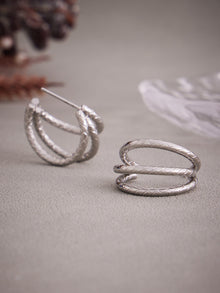 316L Stainless Steel 18K Gold PVD Plated Geometric Triple Layer C-Hoop Earrings - Image 12