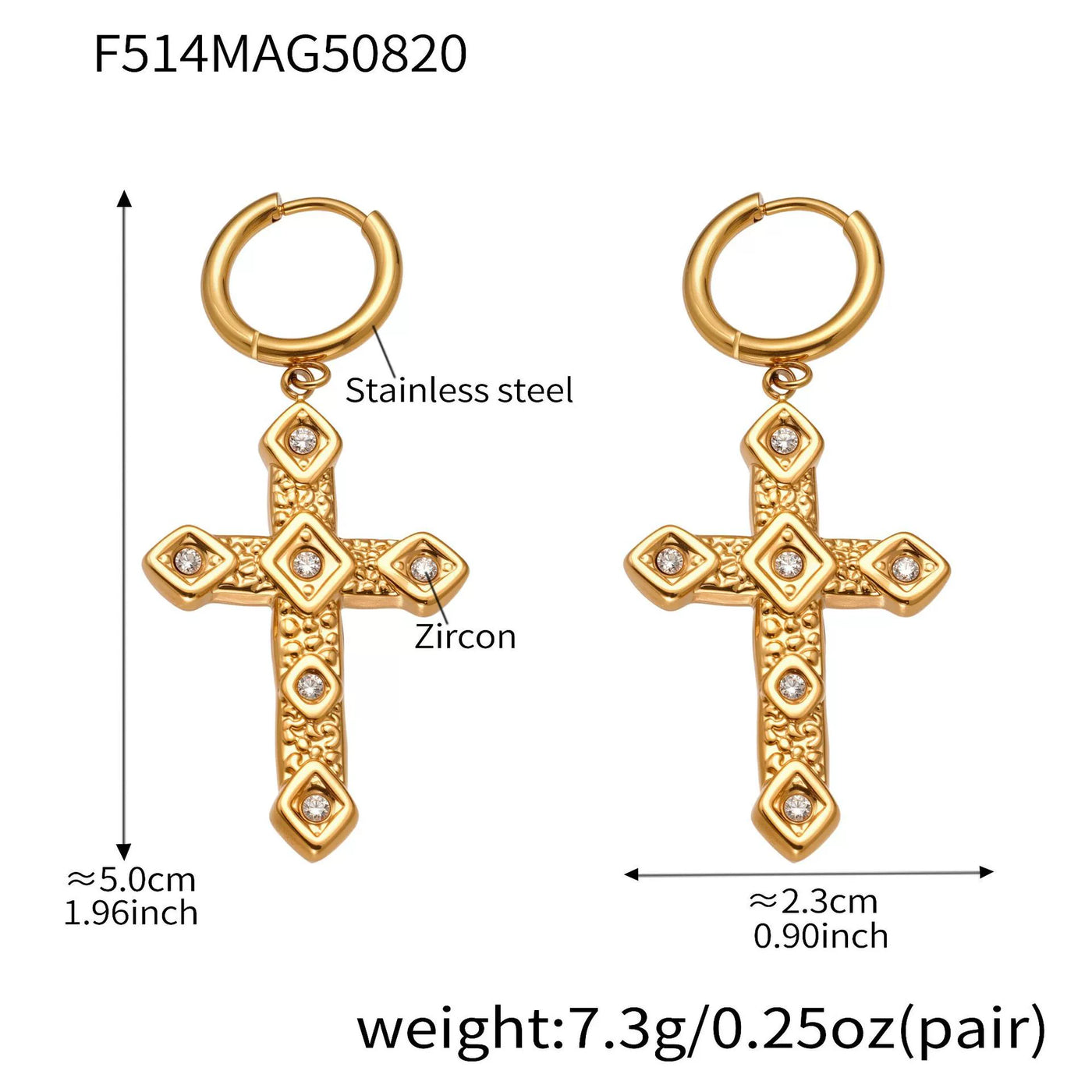 316L Stainless Steel 18K Gold PVD Plated Large & Small Starfish Drop Earrings - Image 2