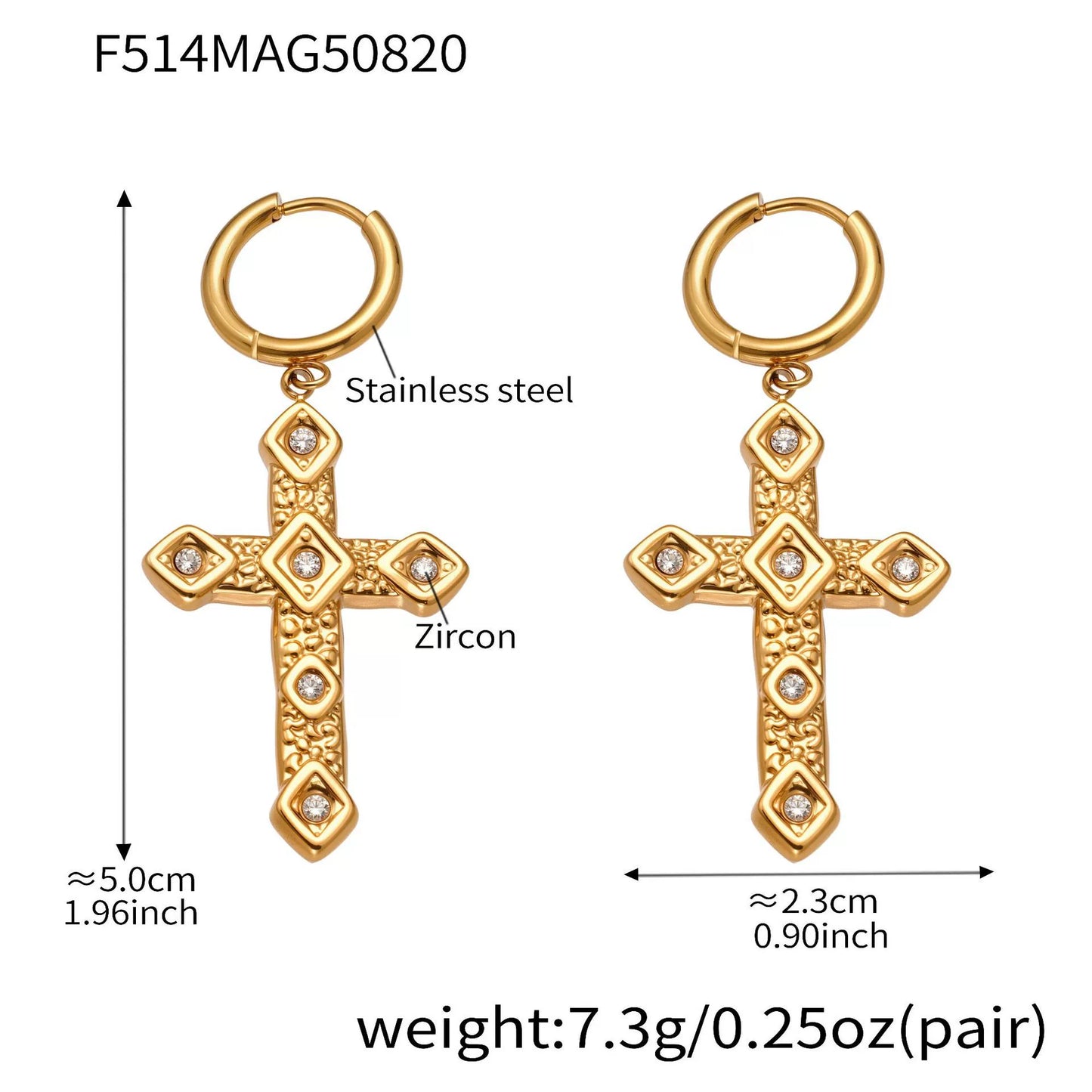 316L Stainless Steel 18K Gold PVD Plated Large & Small Starfish Drop Earrings - Image 2