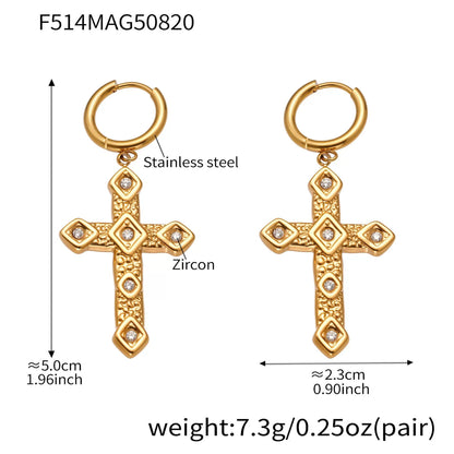 316L Stainless Steel 18K Gold PVD Plated Large & Small Starfish Drop Earrings - Image 2