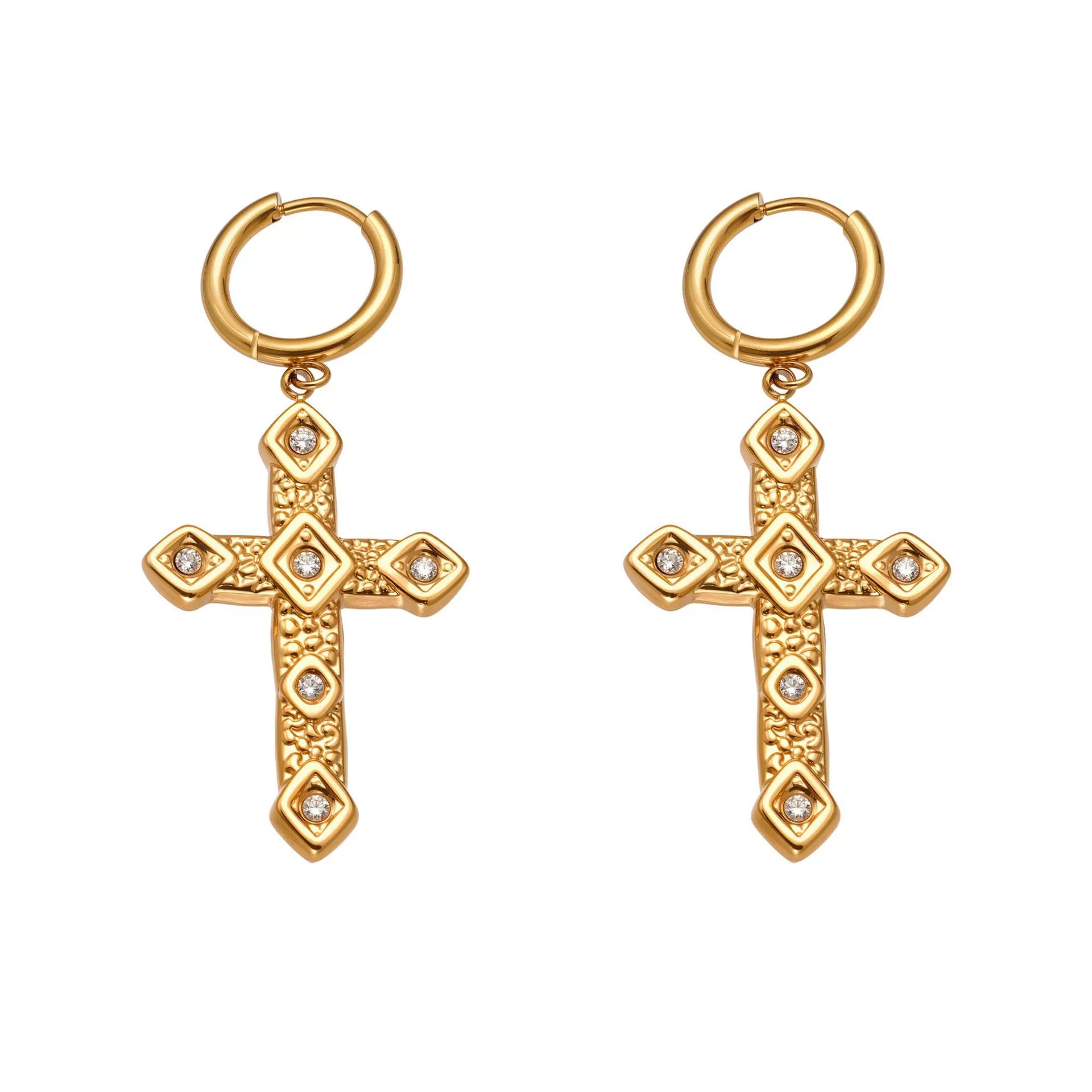 316L Stainless Steel 18K Gold PVD Plated Large & Small Starfish Drop Earrings - Image 6
