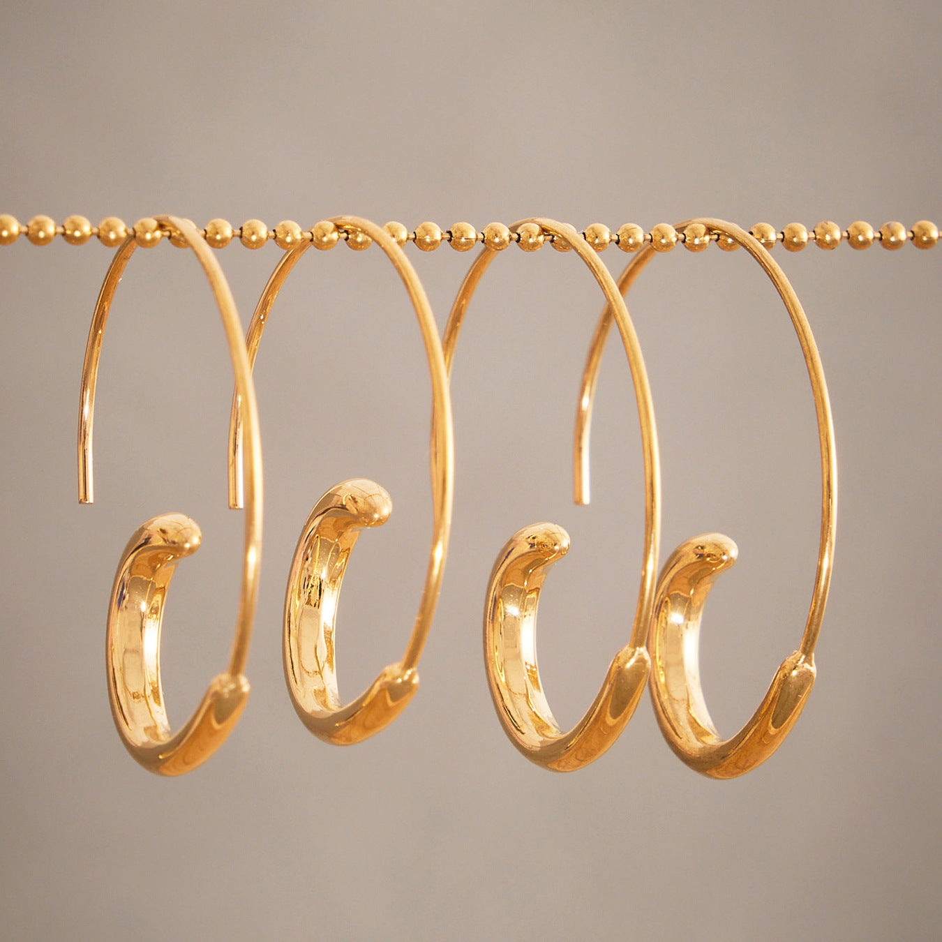 316L Stainless Steel 18K Gold PVD Plated Minimalist C-Shape Hoop Earrings - Image 3