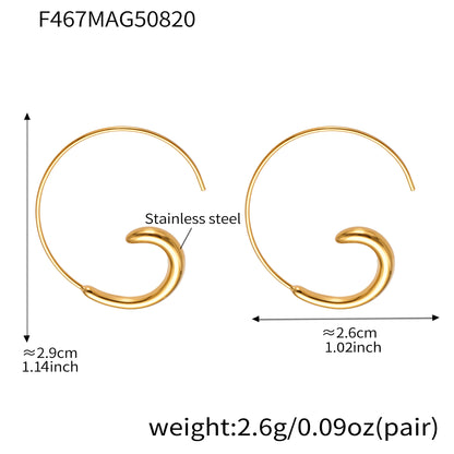 316L Stainless Steel 18K Gold PVD Plated Minimalist C-Shape Hoop Earrings - Image 6