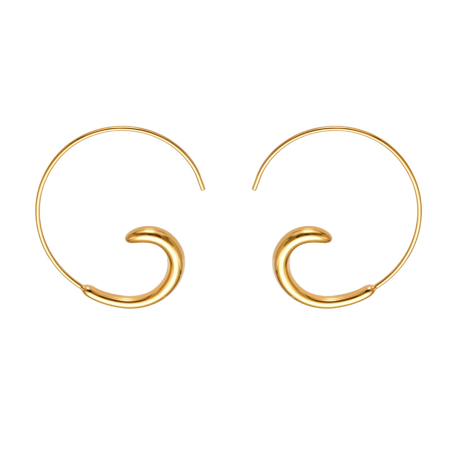 316L Stainless Steel 18K Gold PVD Plated Minimalist C-Shape Hoop Earrings - Image 8