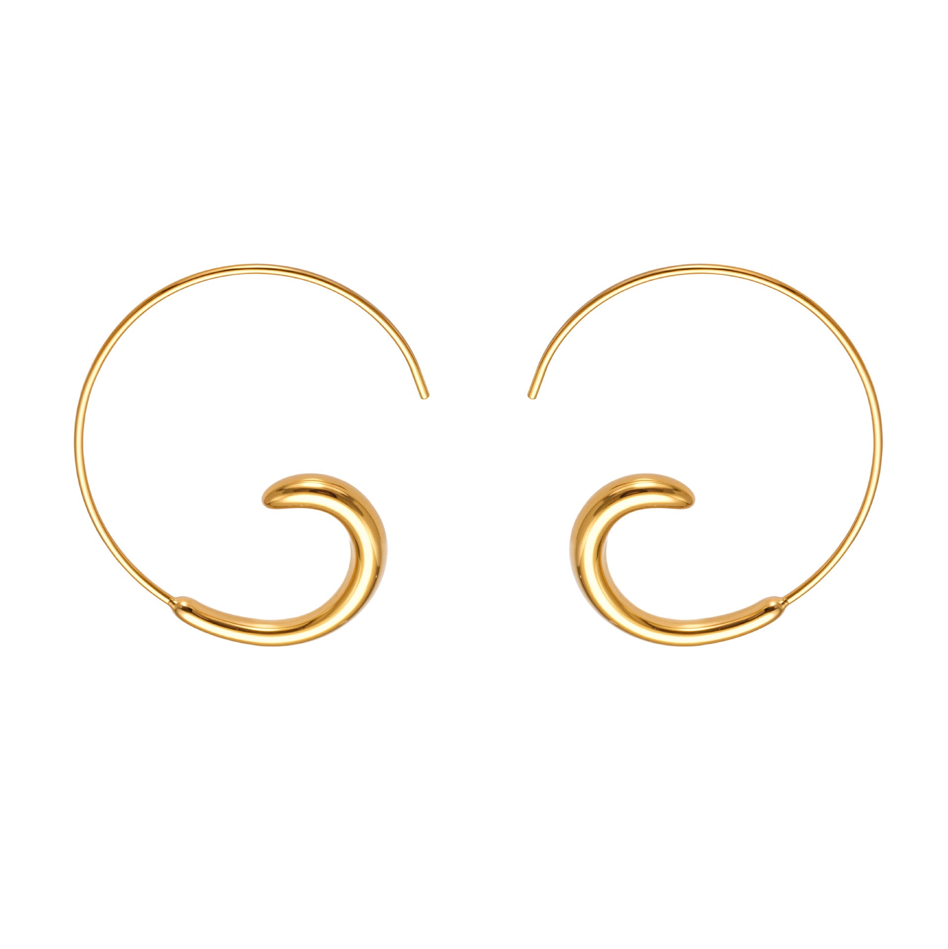 316L Stainless Steel 18K Gold PVD Plated Minimalist C-Shape Hoop Earrings - Image 8