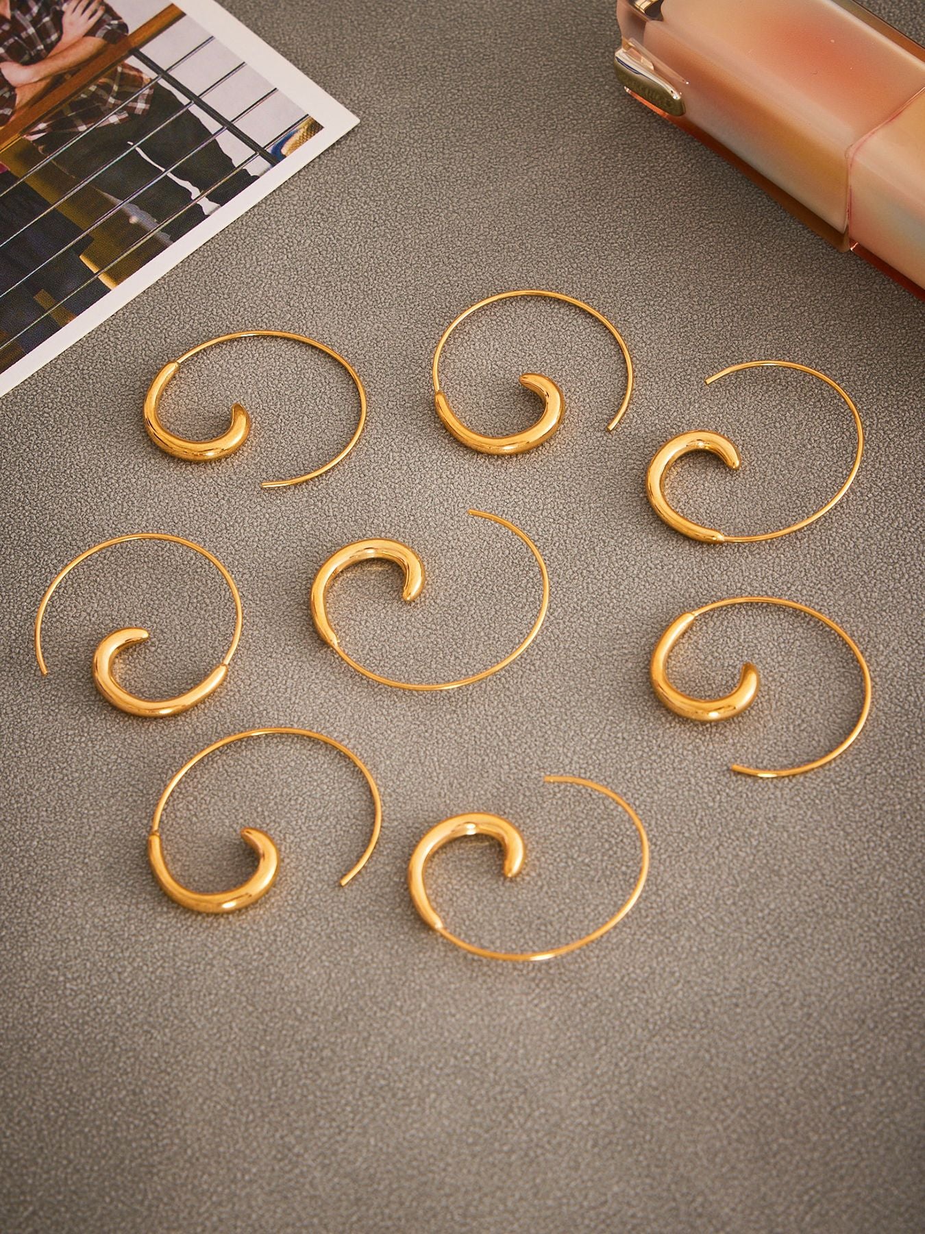 316L Stainless Steel 18K Gold PVD Plated Minimalist C-Shape Hoop Earrings - Image 9