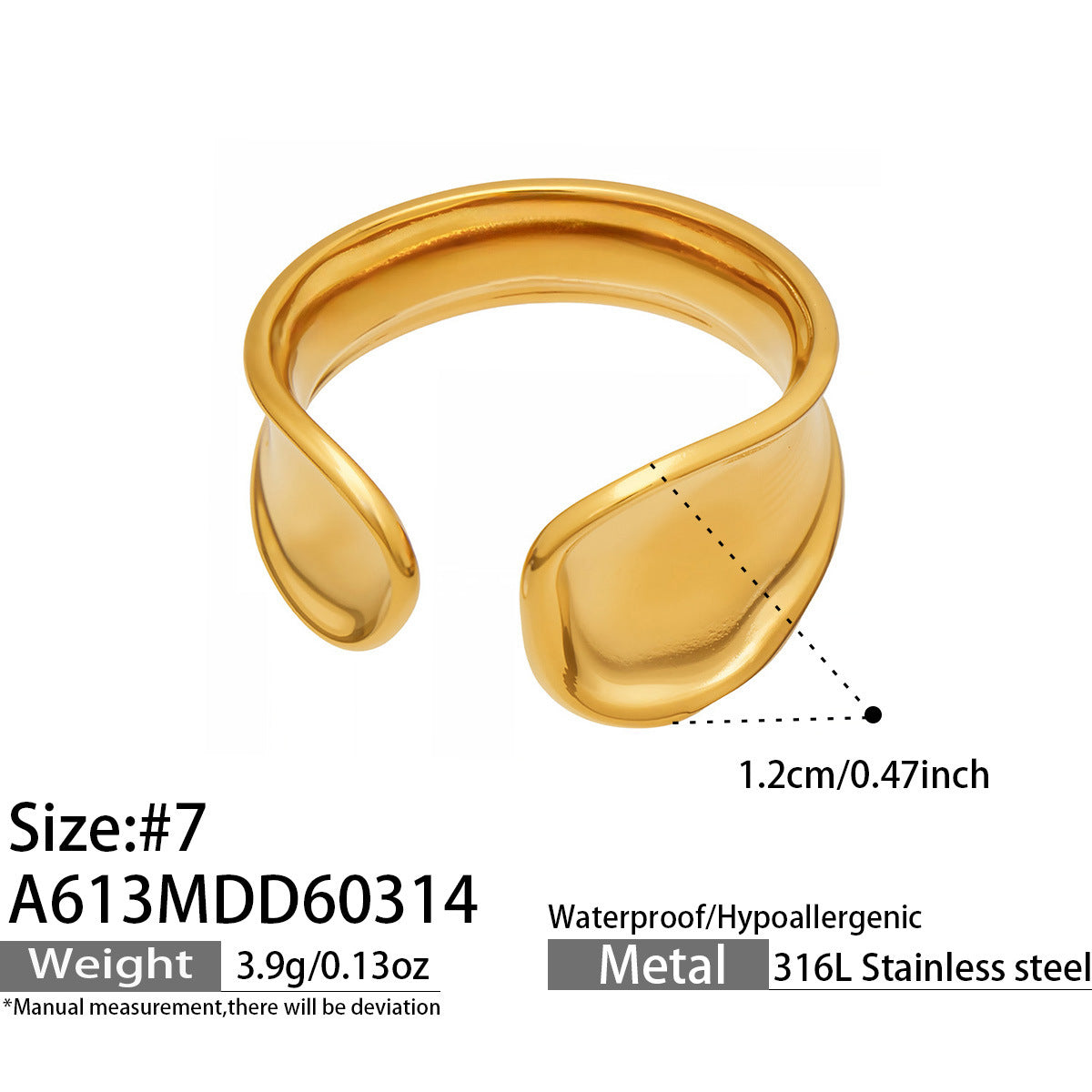 316L Stainless Steel 18K Gold PVD Plated Snake Zirconia Geometric Ring Set