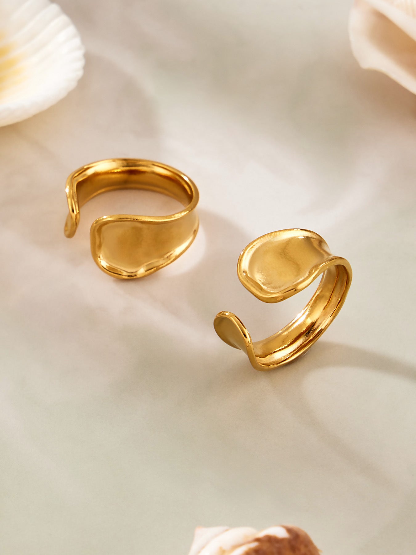 316L Stainless Steel 18K Gold PVD Plated Snake Zirconia Geometric Ring Set -  Sensitive Skin Friendly - Detail 12