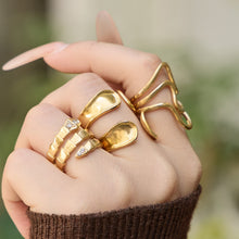316L Stainless Steel 18K Gold PVD Plated Snake Zirconia Geometric Ring Set -  Sensitive Skin Friendly - Detail 14
