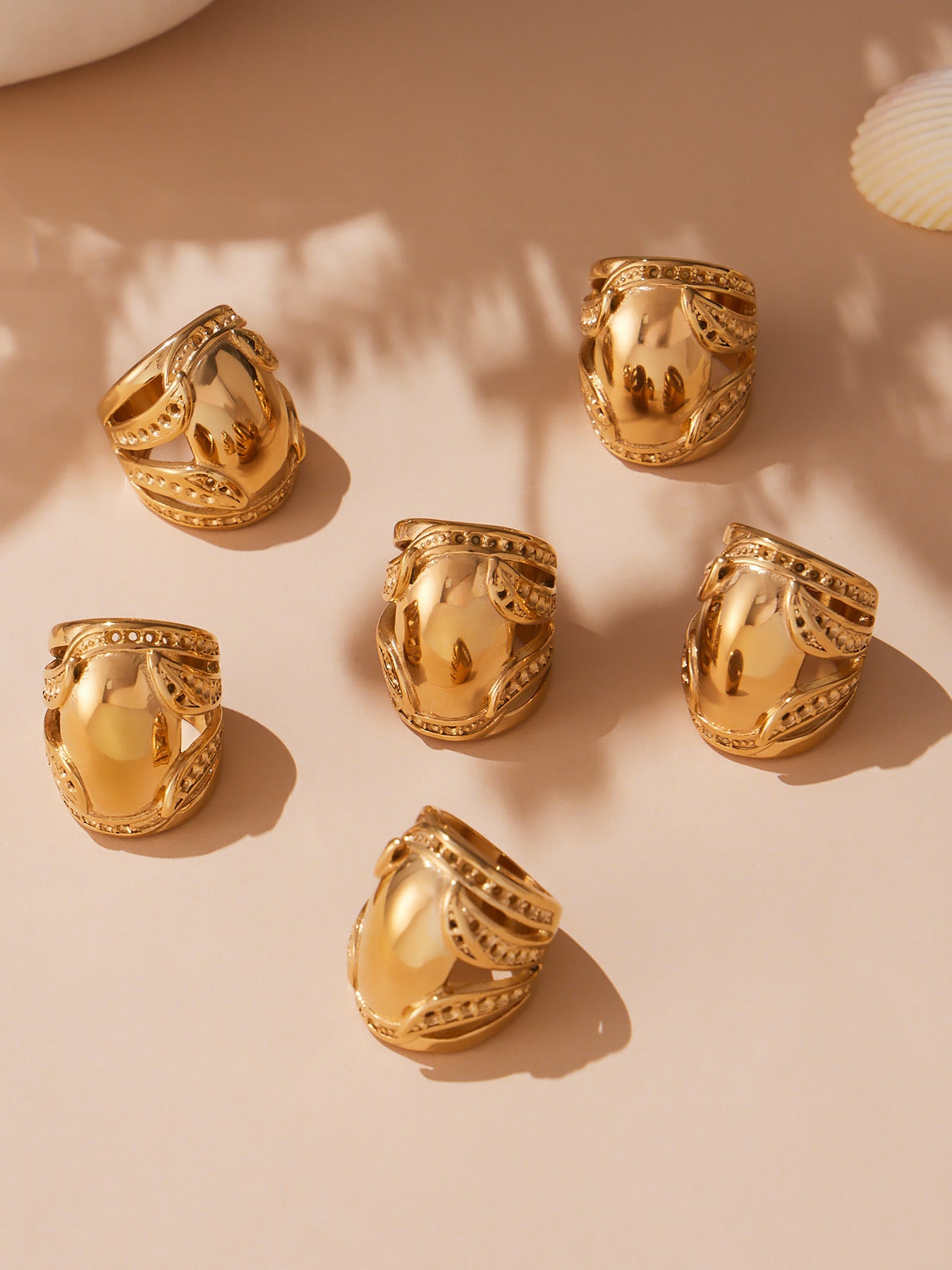 316L Stainless Steel 18K Gold PVD Plated Wide Statement Ring - Image 2