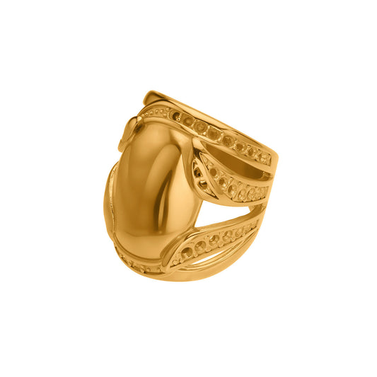 316L Stainless Steel 18K Gold PVD Plated Wide Statement Ring - Image 4