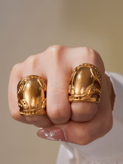 316L Stainless Steel 18K Gold PVD Plated Wide Statement Ring - Image 7