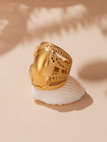 316L Stainless Steel 18K Gold PVD Plated Wide Statement Ring - Image 8