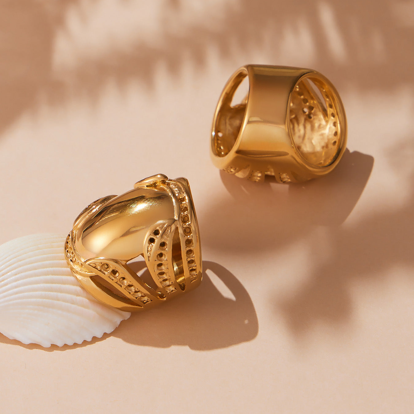 316L Stainless Steel 18K Gold PVD Plated Wide Statement Ring - Image 9