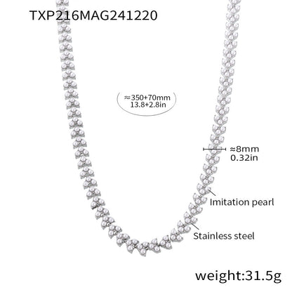 316L Stainless Steel 18K Gold PVD Princess Pearl Bead Necklace & Bracelet Collection - Princess Pearl Bead, Coastal Charm, Modern Elegance Wholesale Stainless Steel Jewelry - Sensitive Skin Friendly - Detail 13
