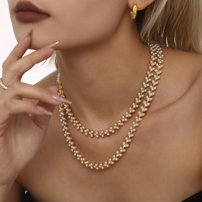 316L Stainless Steel 18K Gold PVD Princess Pearl Bead Necklace & Bracelet Collection - Princess Pearl Bead, Coastal Charm, Modern Elegance Wholesale Stainless Steel Jewelry - Sensitive Skin Friendly - Detail 9