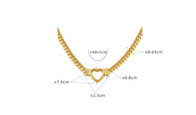 316L Stainless Steel 18K Gold PVD Punk Hip Hop Exaggerated Cuban Chain Heart Ring Necklace - Punk, Hip Hop, Cuban Chain, Heart Ring, Statement, Exaggerated, 18K Gold PVD, Steel, Necklace Wholesale Stainless Steel Jewelry - Sensitive Skin Friendly - Detail 2