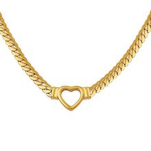 316L Stainless Steel 18K Gold PVD Punk Hip Hop Exaggerated Cuban Chain Heart Ring Necklace - Punk, Hip Hop, Cuban Chain, Heart Ring, Statement, Exaggerated, 18K Gold PVD, Steel, Necklace Wholesale Stainless Steel Jewelry - Sensitive Skin Friendly - Detail 5