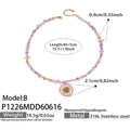 Pink Resin Flower Crystal Necklace 40+5cm (P1226-B) / 40+5cm