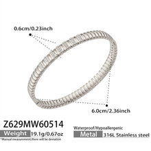 316L Stainless Steel 18K Gold PVD Quilted Snake Bone with Diamond Bangle - Quilted Pattern Snake Bone Diamond Accent Vintage Wholesale Stainless Steel Jewelry - Sensitive Skin Friendly - Detail 13