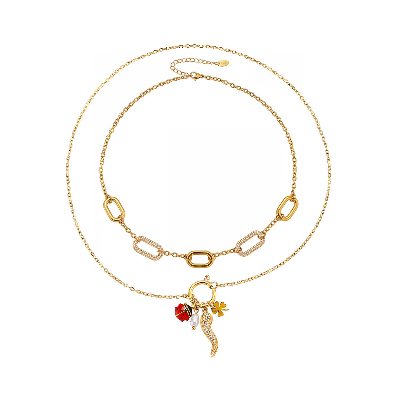 316L Stainless Steel 18K Gold PVD Rectangle Zircon Necklace - Elegant Rectangle Pendant Zircon Necklace Wholesale Stainless Steel Jewelry - Sensitive Skin Friendly - Detail 14