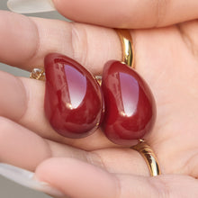 316L Stainless Steel 18K Gold PVD Red Enamel Waterdrop Earrings - Red Enamel Waterdrop Earrings Wholesale Stainless Steel Jewelry - Sensitive Skin Friendly - Detail 14