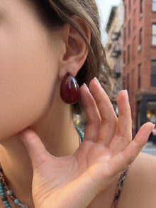 316L Stainless Steel 18K Gold PVD Red Enamel Waterdrop Earrings - Red Enamel Waterdrop Earrings Wholesale Stainless Steel Jewelry - Sensitive Skin Friendly - Detail 9
