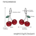Dark Red Cherry Steel Earrings (TXF423) / Default