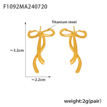 316L Stainless Steel 18K Gold PVD Ribbon Bow Tassel Earrings - Ribbon Bow Tassel Elegant Feminine Minimalist Wholesale Stainless Steel Jewelry - Sensitive Skin Friendly - Detail 14