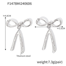 316L Stainless Steel 18K Gold PVD Ribbon Bow Tassel Earrings - Ribbon Bow Tassel Elegant Feminine Minimalist Wholesale Stainless Steel Jewelry - Sensitive Skin Friendly - Detail 2