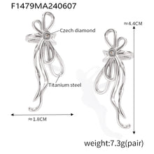316L Stainless Steel 18K Gold PVD Ribbon Bow Tassel Earrings - Ribbon Bow Tassel Elegant Feminine Minimalist Wholesale Stainless Steel Jewelry - Sensitive Skin Friendly - Detail 9